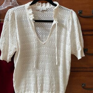 LOFT Women's Ivory Knit Blouse